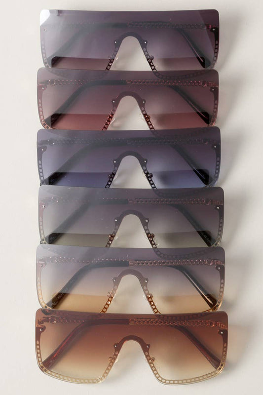 Women's Chain Rimless Frame Sunglasses