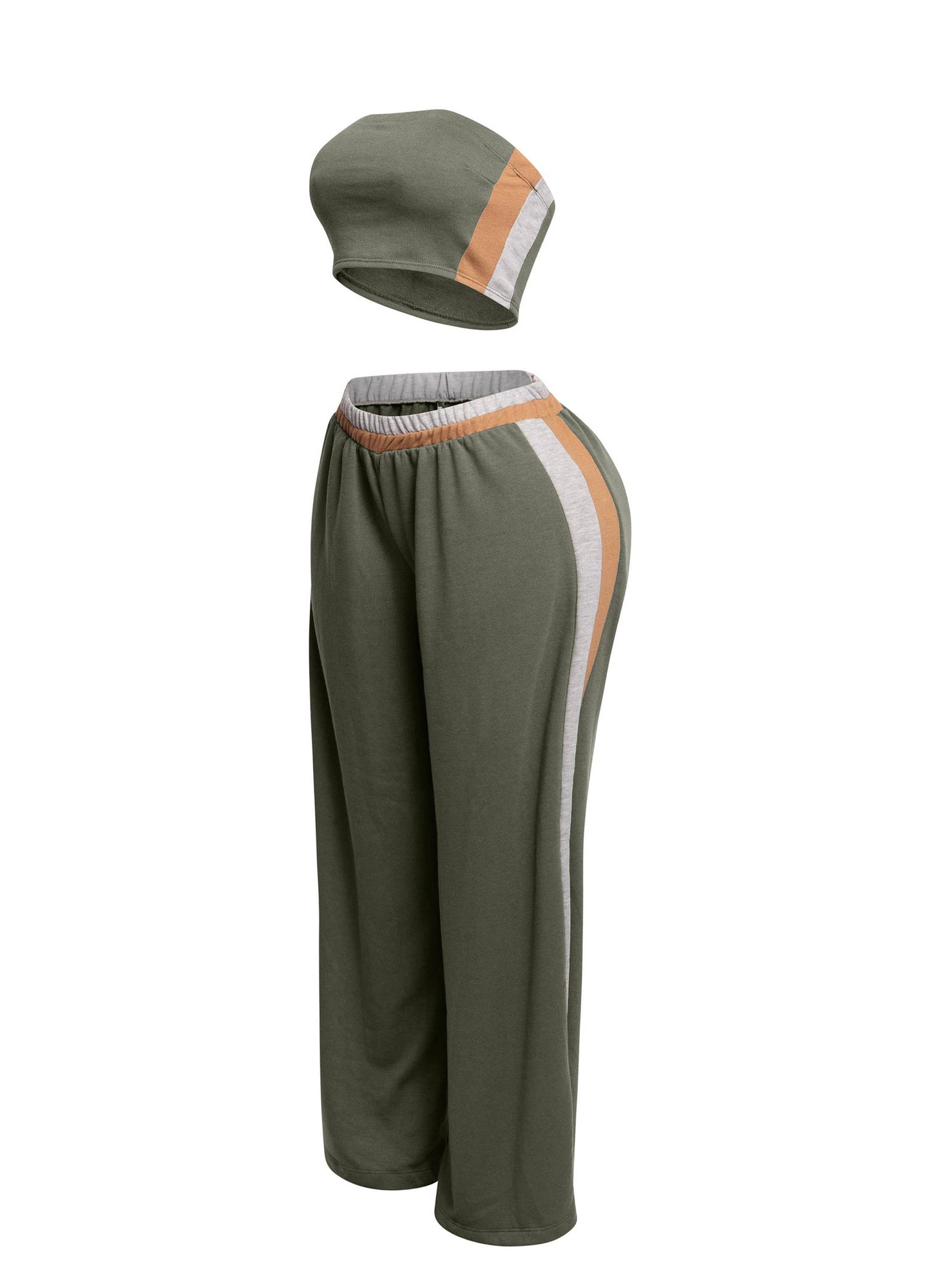 PLUS SIZE Strapless crop top and wide leg pants