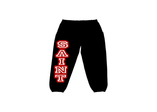 Saint Vanity Black & Red Varsity Sweat Pants