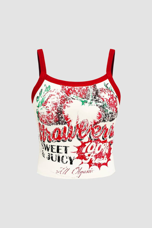 STRAWBERRY GRAPHIC RINGER TANK