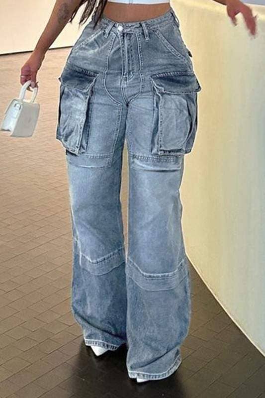 Denim cargo pants women