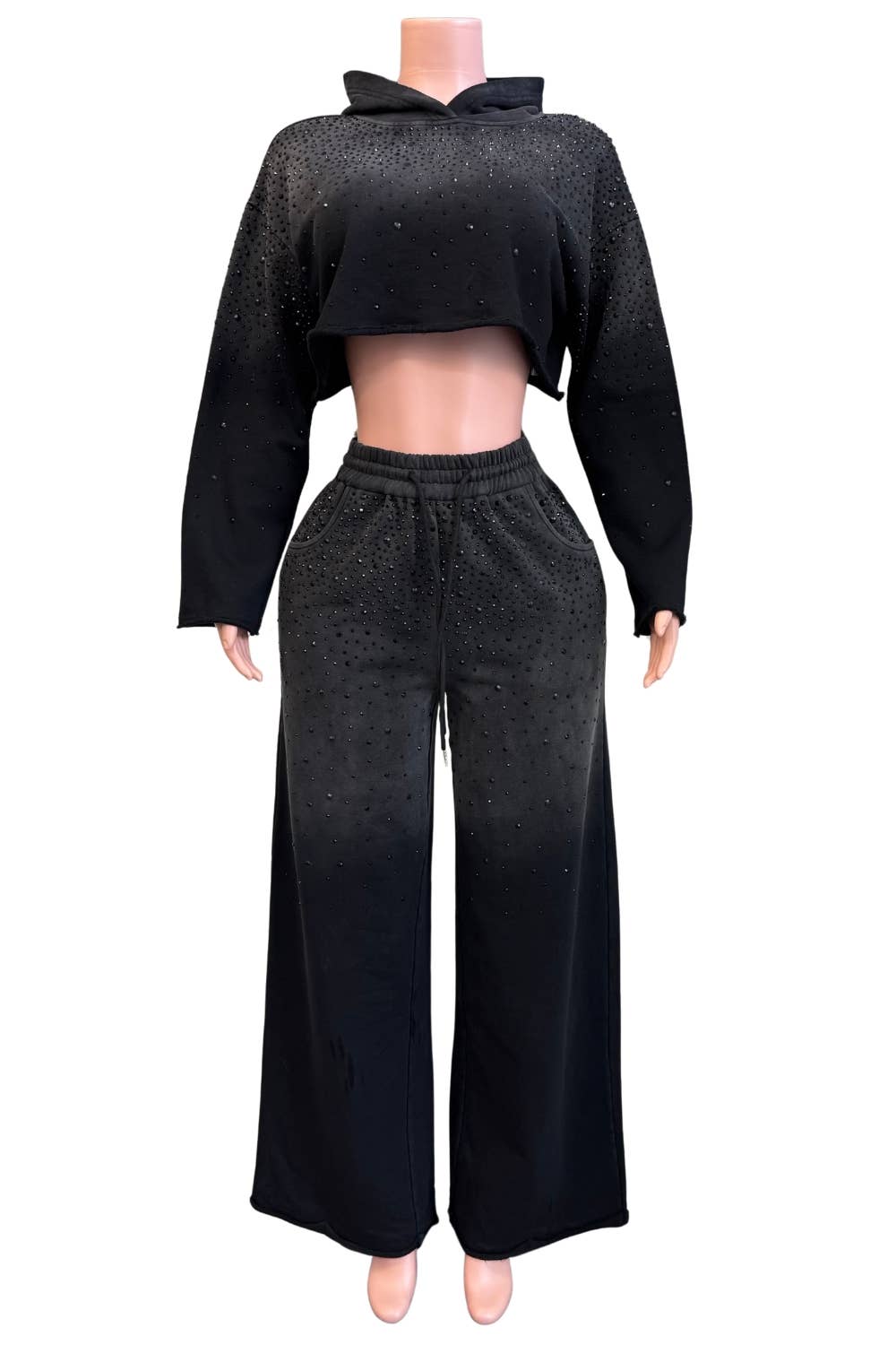 NC2119A Rhinestone Ombre Hoodie Lounge Set