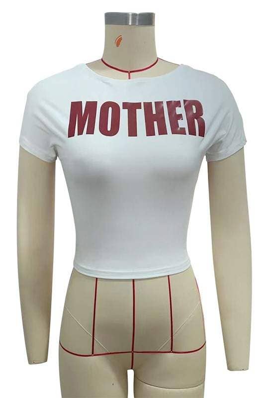 Letter print fitted tee mother