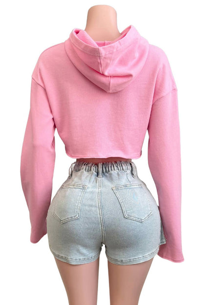 NT1187A Cropped Print Hoodie