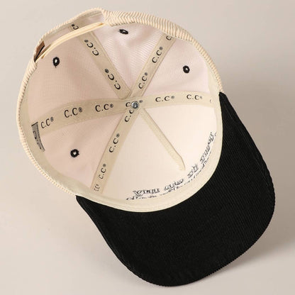 Put it on my husband's tab Two-Tone Corduroy Cap