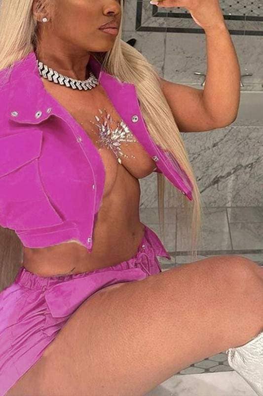 Crop shirt and shorts set