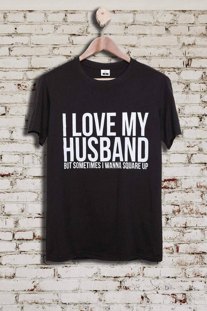 Ezwear slogan graphic drop shoulder tee I love my husband