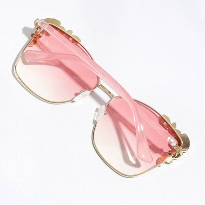 Color Tinted Lenses Rhinestone Deco Sunglasses
