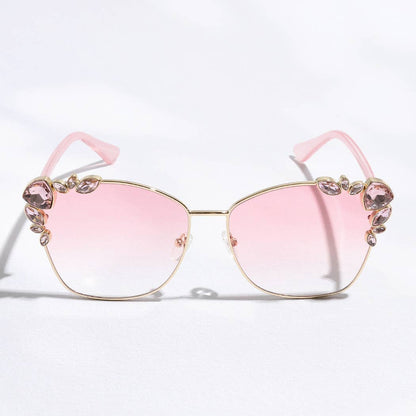 Color Tinted Lenses Rhinestone Deco Sunglasses