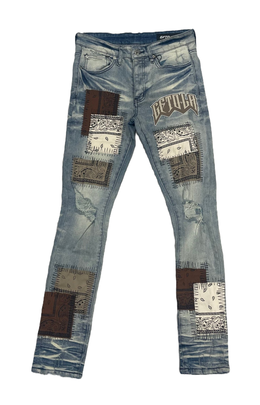 GFTD Brown Patch Skinny Jeans