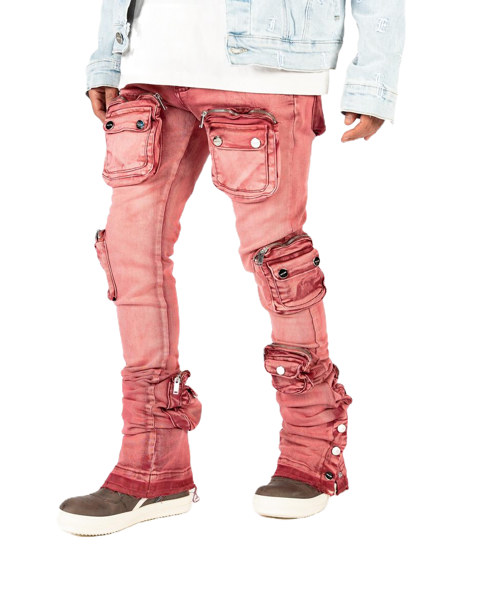 Pheelings Wine Stacked Cargo Jeans