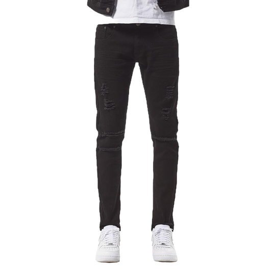 Jet Black Jeans with Rips