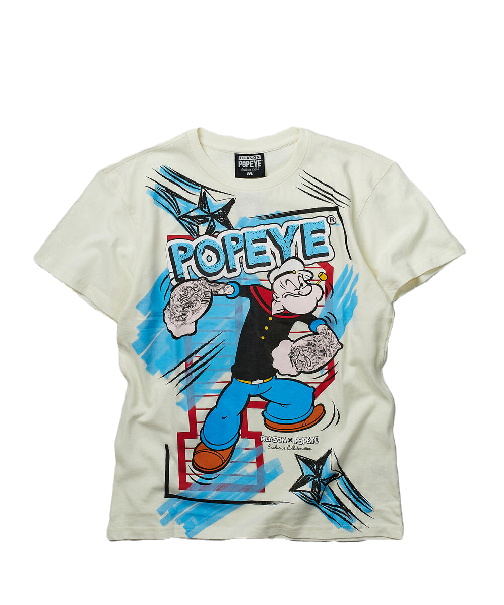 Popeye's Blue & White T Shirt