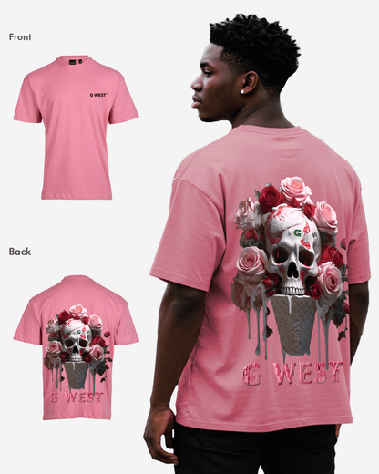 G West Mens Oversized Ice Cream Skull Tee