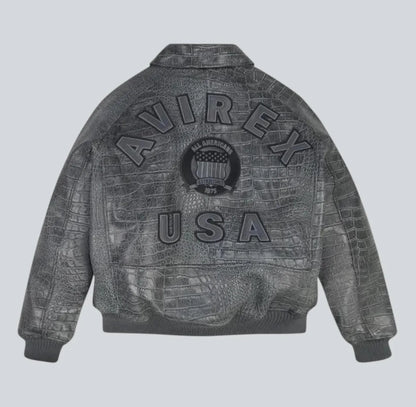 Avirex Leather Gray Jacket