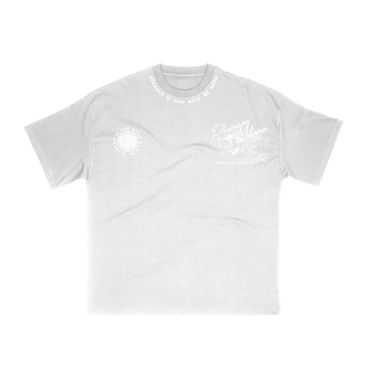 Premium Milano White Crew T shirt